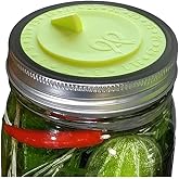7pack Maintenance airlock waterless fermentation lids for wide mouth mason jars. Make Sauerkraut, Kimchi, Pickles, any fermented vegetable probiotic foods. BPA, mold free, dishwasher safe.