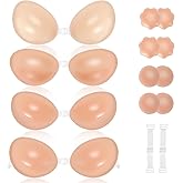 Ovlospa Adhesive Bra for Women Sticky Silicone Invisible Push up Bra,4 Pairs Adhesive Bras & 4 Pairs Nipple Covers