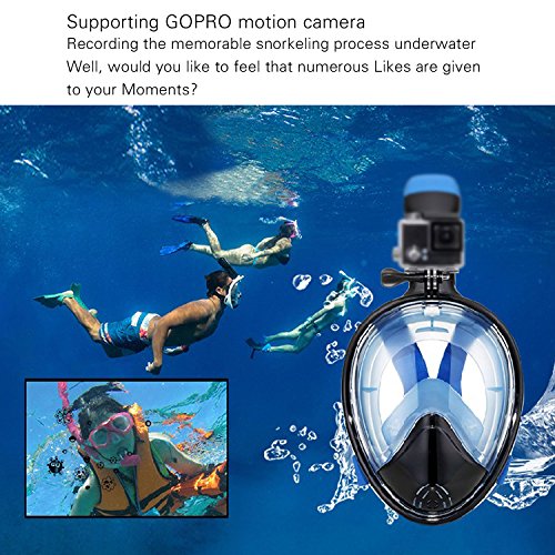 180° Full Face Snorkel Mask- Koolife GoPro Compatible Snorkel Set Prevents Gag Reflex with Tubeless Design - Thumbnail 6