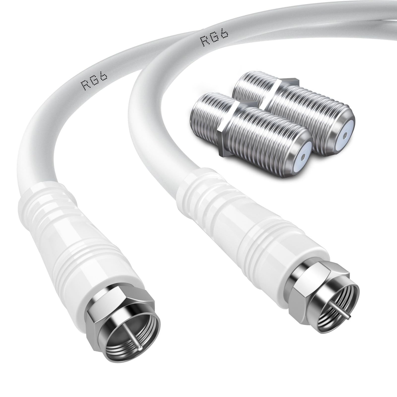 TUOLNK RG6 TV Aerial Cable F Male to F Male High Speed RG6 Coaxial Cable with F Female Compression Connector 75 Ohm, for Cable Box, TV, Satellite, Digital Router 6.6FT(2M)