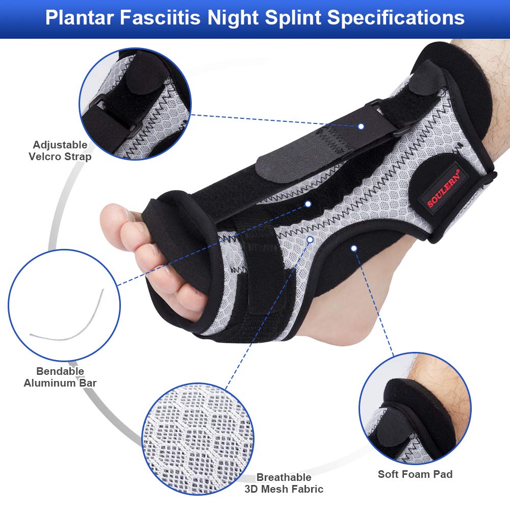 5D-Mesh Plantar Fasciitis Night Splint Foot Drop Orthotic Brace with Plantar Fasciitis Socks & Foot Massage Ball for Effective Relief from Plantar Fasciitis pain, Achilles Tendonitis and Arch Foot Pain: Industrial & Scientific