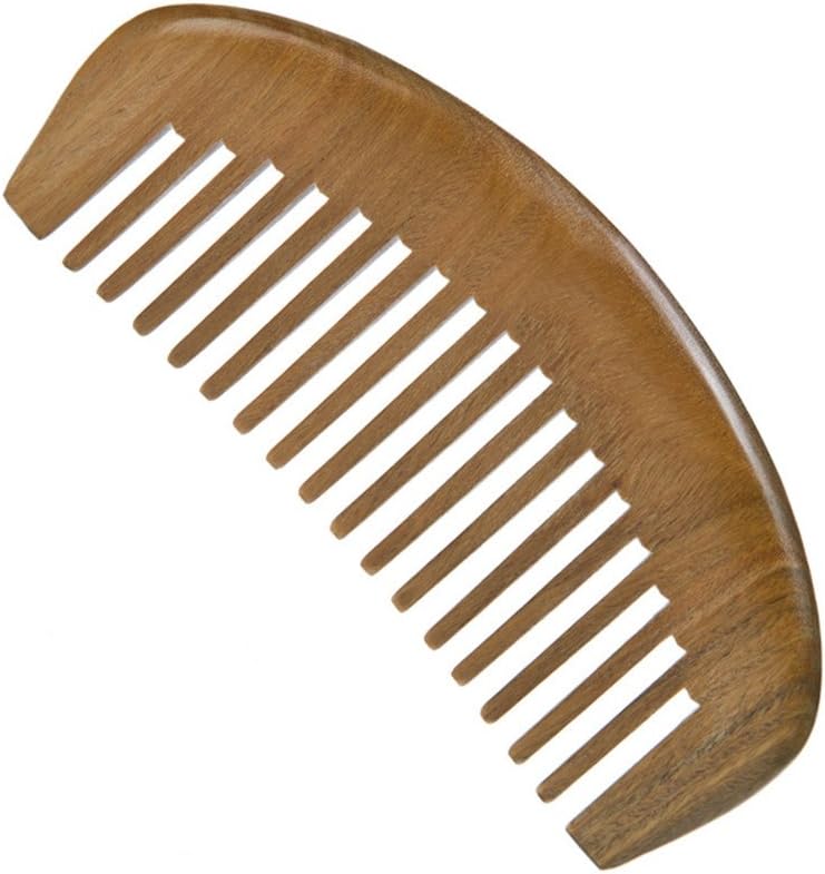 Casualfashion 1 Pcs Natural Green Sandal Wood Combs No Static Wide Teeth Curly Hair Comb