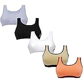 DChica Training Bras for Girls Cotton Sports Bra Pack Soft Breathable Camisole Crop Bralette for Kids & Teens