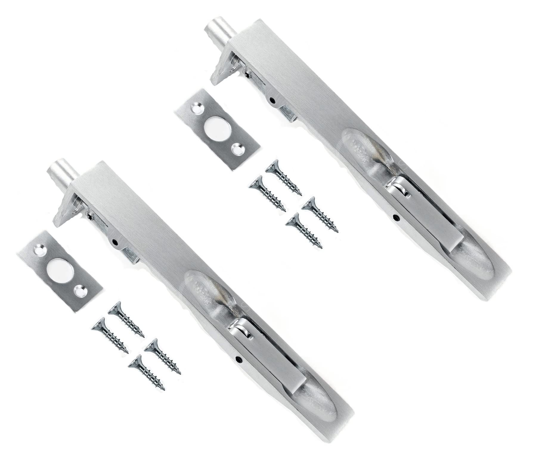 TERF® Heavy Duty Polished Chrome Flush Bolt 150mm [6''] Slide Door Bolt Latch Lock Concealed Door Flush Bolt Security Lever Action including Fixing Screw for - Pack of 2