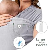 trekki The Pocket Wrap Baby Sling with Large Front Pocket Rose view 2