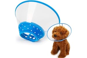 ANDIKER Pet Cone Recovery Dog Cone Adjustable Dog Collar Clear Padded Collar with Breathable Soft Edge, Plastic Puppy Cone Protect The Neck Surgery Recovery, Designed for Cats and Puppies (Medium, Blue)