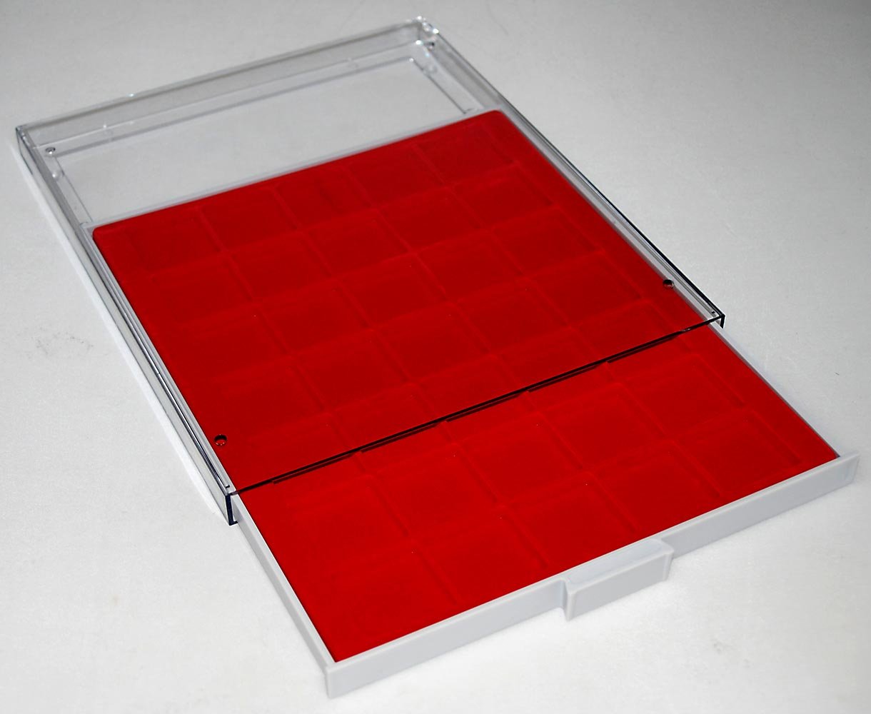 LINDNER Das Original – Vassoio Portamonete Rosso – 60 Scomparti Per Monete Fino A 27 Mm