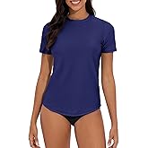 QOMEWA Women's Rash Guard Short Sleeve Swim Shirts UPF 50+ Quick Dry Swimsuit Top UV Sun Protection Bathing Suit Top
