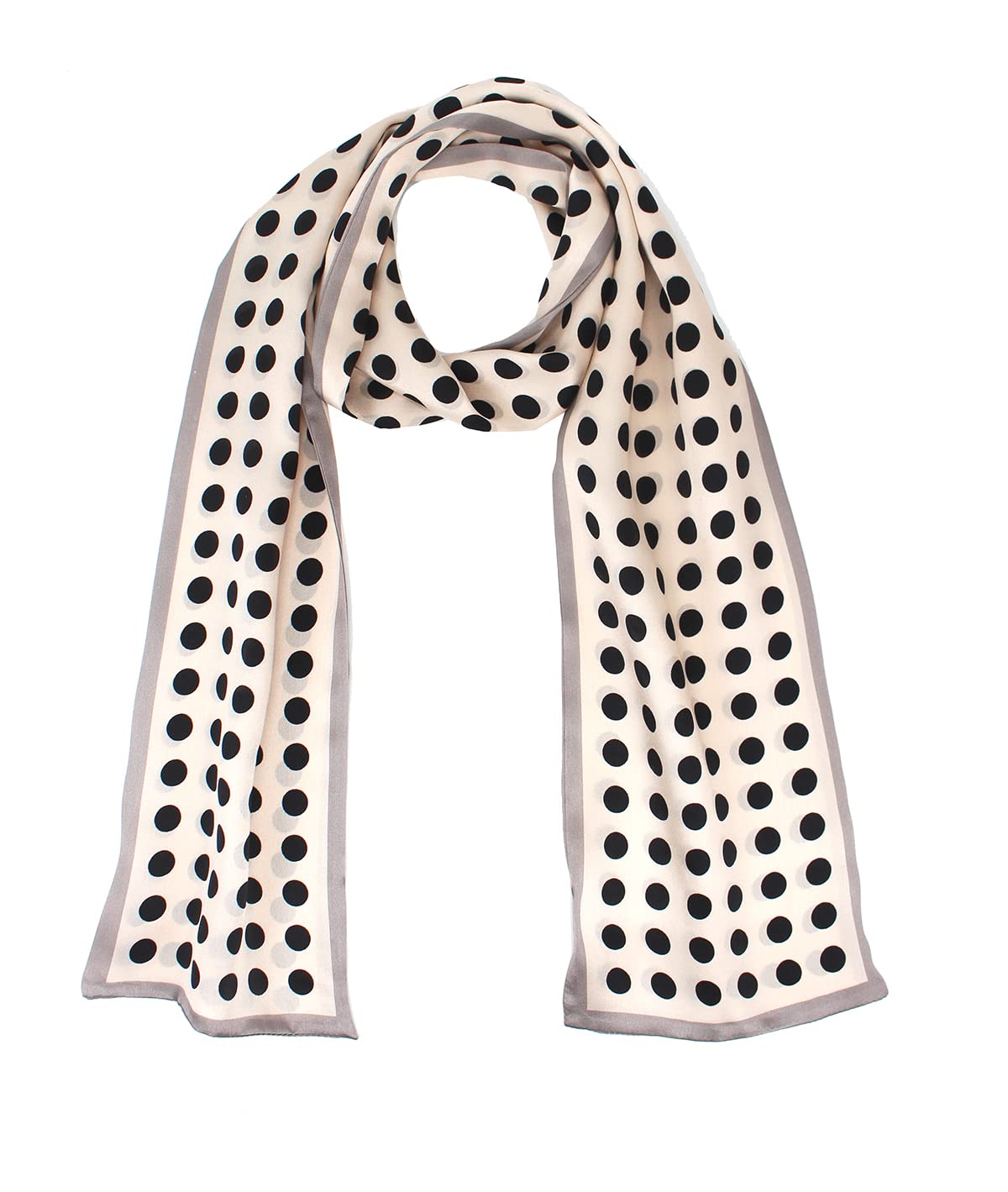 Photo 1 of 100% Silk Scarf for Women 59”*6.3” Long Shawls for Headscarf and Neck- Oblong Hair Wraps with Gift Packed (Polka Dots)