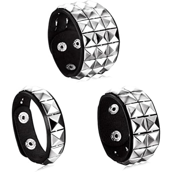 thumbnail image 2 of Handmade Genuine Leather Ring Strap Bracelet – Black Cuff, Punk Goth Rock Style 2 of 3