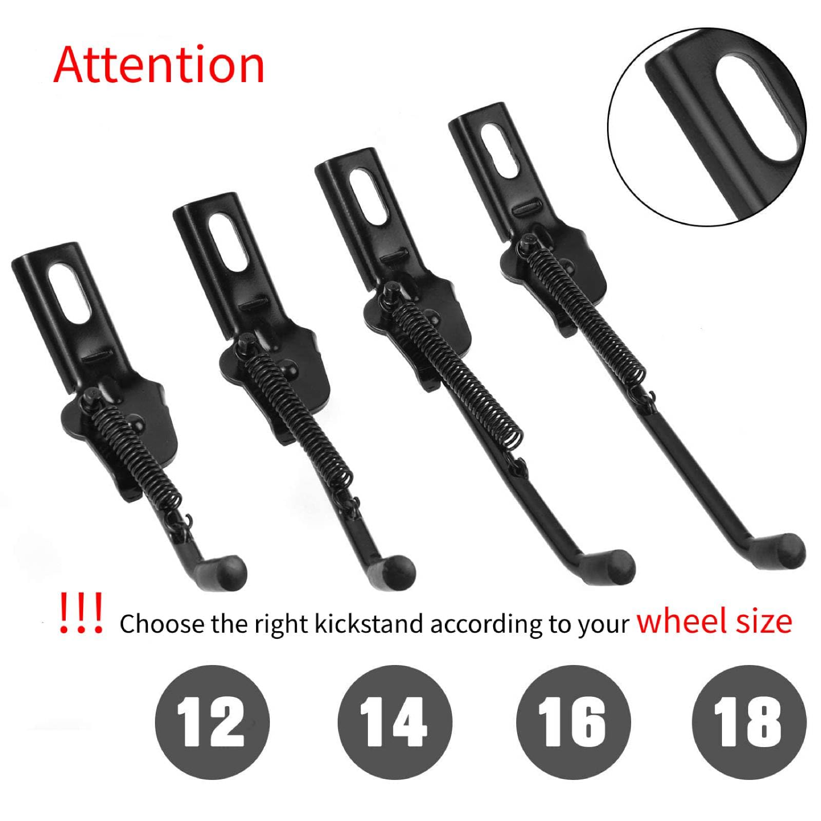 SEISSO Bike Kickstand for Kids Bike, Universal Rear Side Bicycle Kick Stand, Premium Steel with Pad, Replacement Child Kickstand