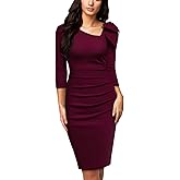 Miusol Women's 1950s Style Bow 2/3 Sleeve Business Pencil Dress