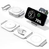 3 in 1 Charging Station for Apple Multiple Devices, Foldable Magnetic Fast Wireless Charger Dock, Travel Charging Pad for iPhone 17 16 15 14 13 12 Pro Max Plus Apple Watch Series & AirPods 4/3/2/Pro