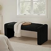 SIMTONAL 47" End of Bed Bench, Modern Fabric Upholstered Entryway Bench, Footrest Stool Accent Bench with Solid Wood Frame fo