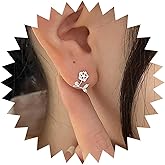 Allereyae Boho Silver Cz Floral Earrings Small Flower Stud Earrings Minimal Floral Stud Earring Rose Flower Earring Summer Blossom Jewelry for Women