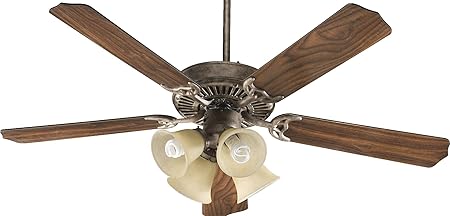 Quorum 77525 8165 Capri V Satin Nickel 52 Ceiling Fan With Light