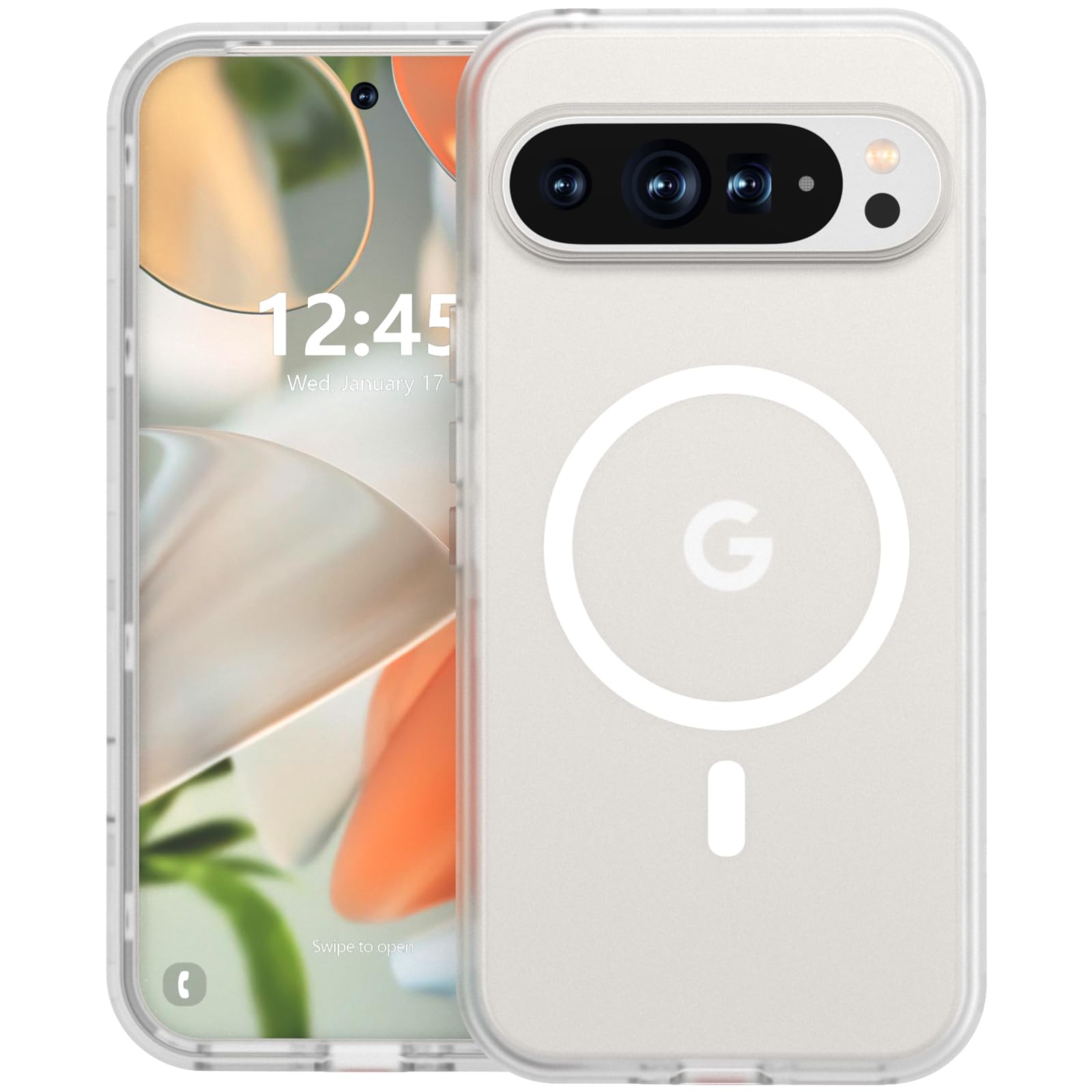 ANNSD for Google Pixel 9/9 Pro Case,Magnetic Matte Shockproof Cover,Translucent Full Body Protective Multilayer 3 in 1 Anti Drop Anti Scratch for Women Men(Matte Clear)