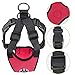 Nasus Dog Car Harness Plus Connector Strap, Adjustable Double Breathable Mesh Fabric Vest Harness with Safety Seatbelt in Vehicle for Dogs Road Trip Daily Walks (Small, Red)