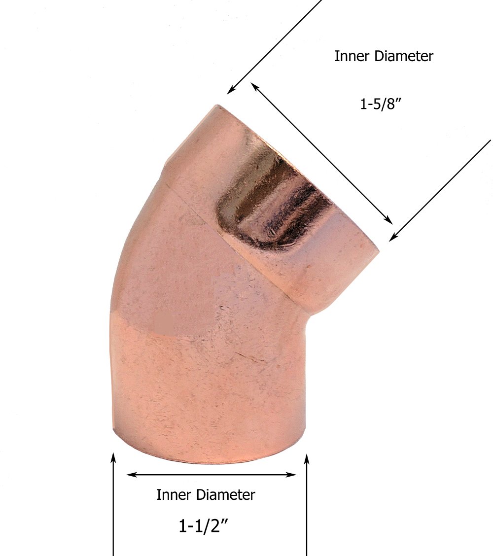 Libra Supply DWV 11/2 inch, 11/2inch, 11/2" Wrought Copper 45