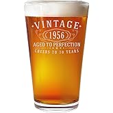 Spotted Dog Company Vintage 1956 Etched 16oz Pint Glass – Happy 70th Birthday Gifts for Men Women, Cheers to Turning 70 Year Old Decorations Decor, 70th Bday Party Favors Supplies, 1.0