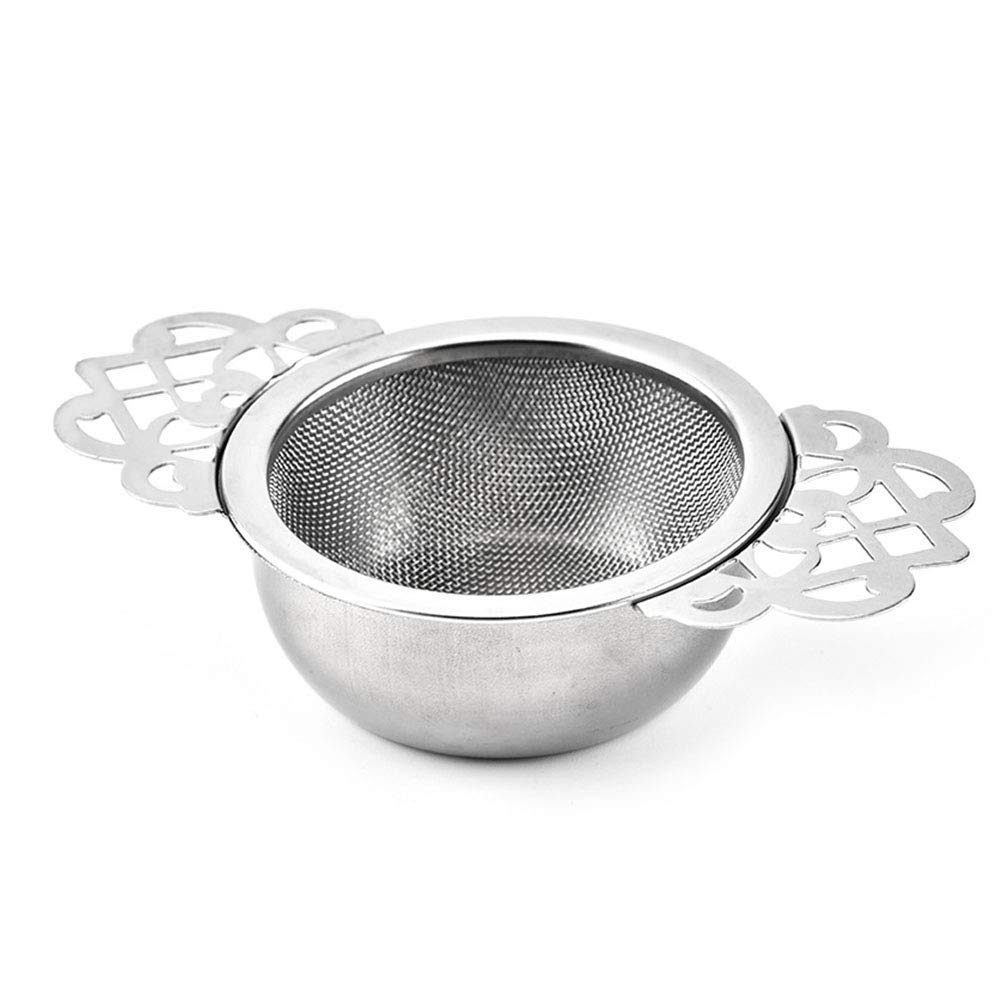 Tea Strainer, Filter Hanging Spice with Drip Bowl Loose Leaf Easy Clean