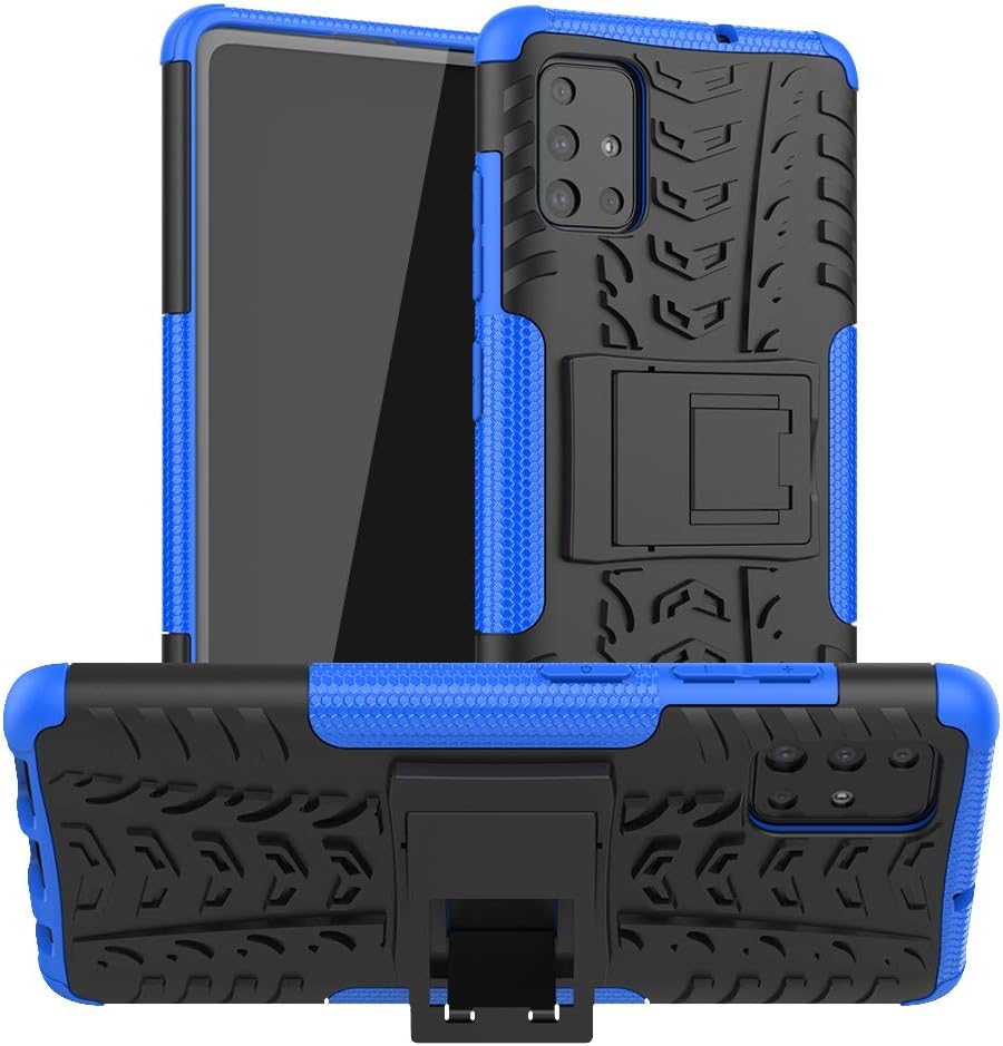Ruisyi for Galaxy A51 Case (Not Fit Galaxy A50), Dual Layer with Built-in Kickstand Shock Absorption Anti-Skip Heavy Armor Case Cover for Samsung Galaxy A51 (Navy)