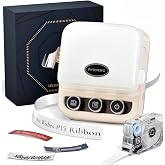 Ribbon Printer, Phomemo P15 Mini Bluetooth Portable Label Maker Machine | Custom Text &amp; Icon Ribbons For Gift Wrapping, Cloth Tags, DIY Crafts, Wedding Bouquets, Lightweight Wireless Vintage Design