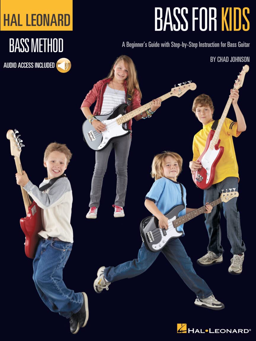 Hal Leonard Bass for Kids Beginner Bass Guitar Method | Step by Step Bass Guitar Lessons Songbook with TAB and Online Audio | Learn Electric Bass Through Popular Songs for Young Beginners
