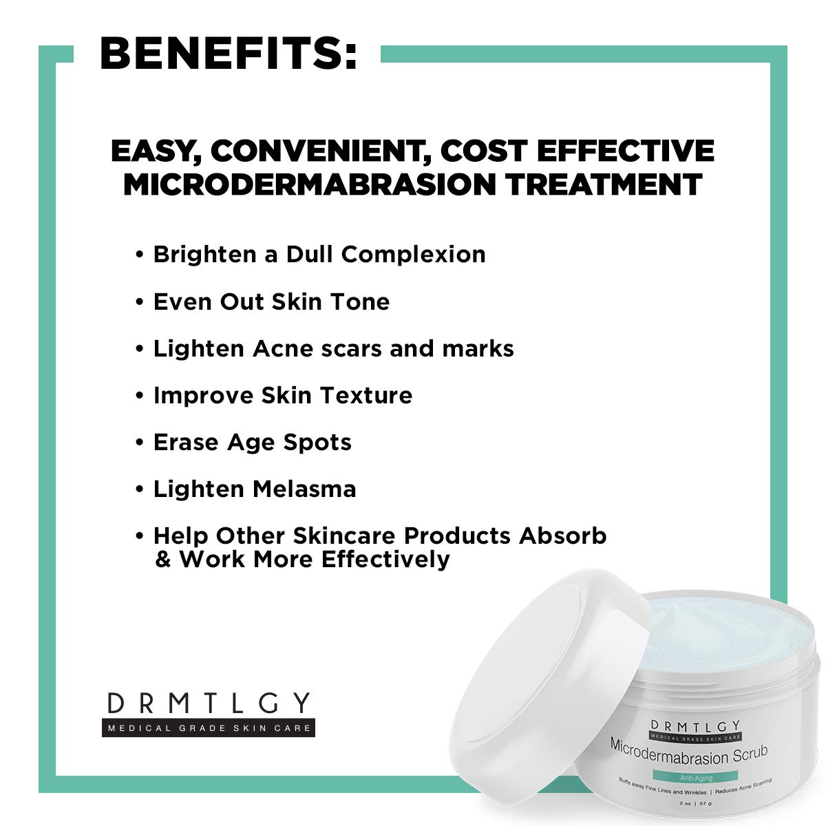 DRMTLGY Microdermabrasion Facial Scrub and Face Exfoliator. Natural Non-Abrasive Face Exfoliator Improves Acne Scars, Blackheads, Pore Size, and Skin Texture. 2 oz: Beauty