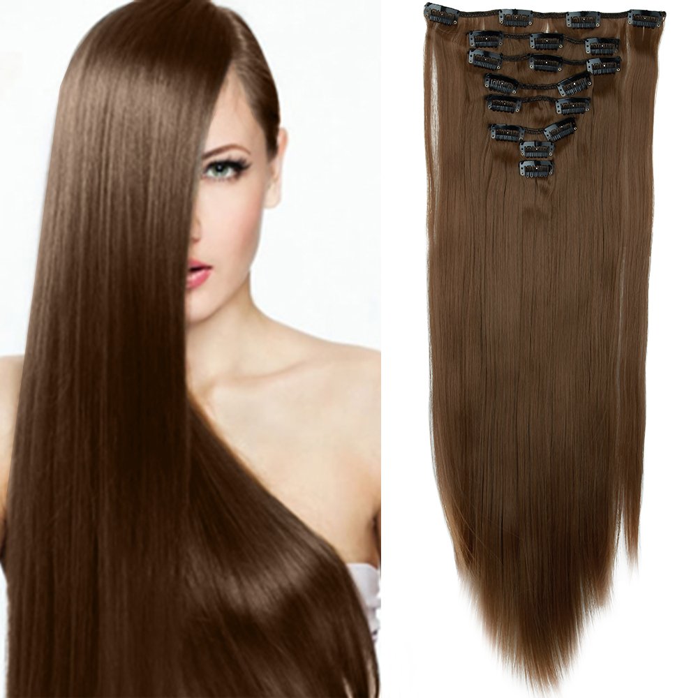 23" Extensions Cheveux Clips 8 Bandes Extension a Clip Cheveux Lisse