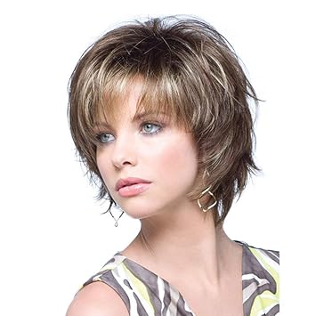 Buy Brown Mix Lejimei Short Wigs With Bangs Mixed Brown Synthetic