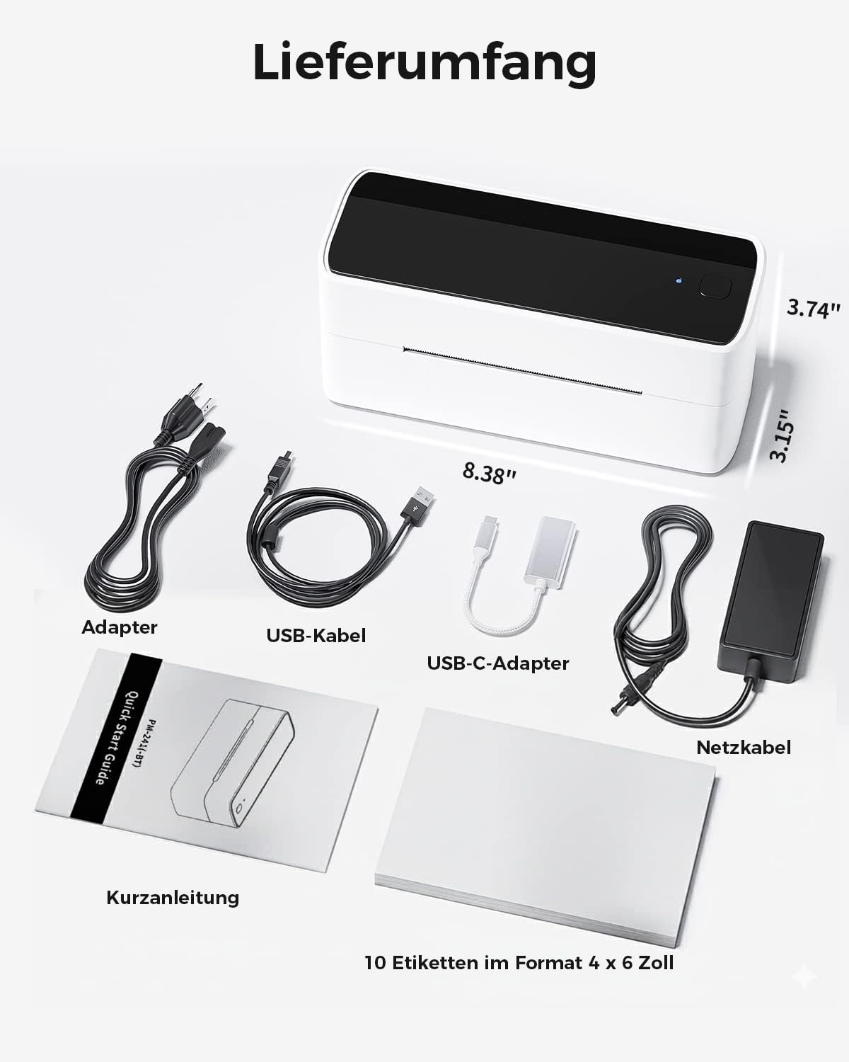 Phomemo Bluetooth DHL Etikettendrucker, Label Printer 4x6 Versandetiketten Drucker, Labeldrucker Thermodrucker für Barcode, Amazon, Etsy, Shopify, DHL, DPD, GLS, FedEx, Ohne Tinte, 241BT Schwarz-weiß 9