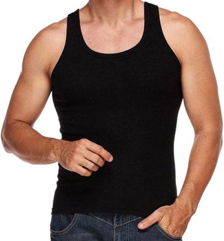Itzu Ribbed Vest Slim Fit Mens Athletic Muscle Gym Rib Tank Top 100