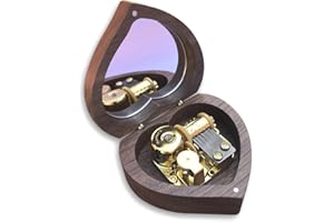 BINKEGG Wooden Walnut Heart Shaped Wind up Music Box with Sankyo Musical Mechanism Tune: Can't Help Falling in Love