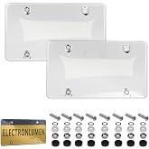 2 Pack Clear License Plate Covers Unbreakable Protector Fit Standard Plates | PC Material, UV-resistant, Anti-impact &amp; Anti-scratch Number Plate Holder Fits 6 x 12 inches License Plates w/Mounting Screws