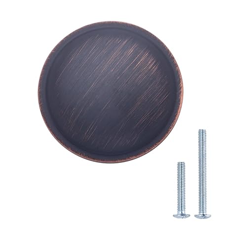 AmazonBasics - Schubladenknopf, Möbelgriff, stark gewölbt, Durchmesser: 3,02 cm, Geöltes Bronze, 10er-Pack