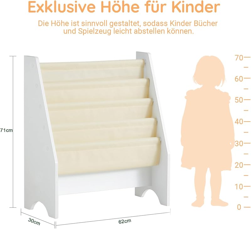Kinder Bücherregal Montessori 62x71x29 cm für Kinderzimmer