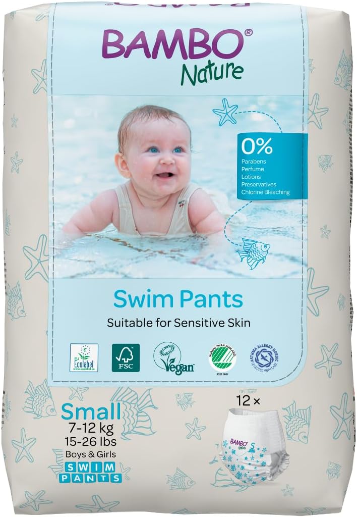 Bambo Nature Premium Swim Nappy Pants Small 7-12 kg Disposable Eco-Labelled