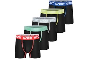 CSYER Boys Cotton Boxer Briefs Underwear Mesh Performance Sport Boxer Briefs for Big Boy with Fly 5 Pack