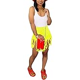 SIAEAMRG Women's Juniors Denim Shorts, High Waisted Frayed Raw Hem Tassels Short Pants Jeans