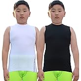LANDUNSI 2~3 Pack Youth Boys Sleeveless Football Compression Shirt Girls Kids Athletic Tank Top Sports Undershirt Jersey