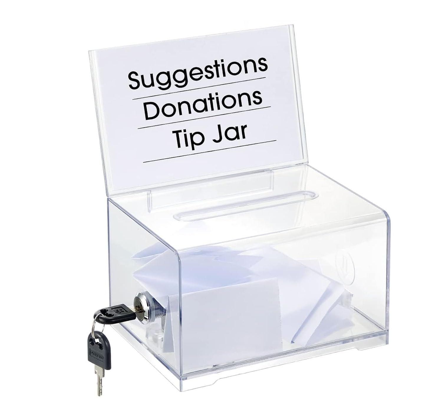 KAFENDA Acrylic Donation Ballot Box with Lock - Secure Suggestion Box Perfect for Business Cards (6.25" x 4.5" x 4")