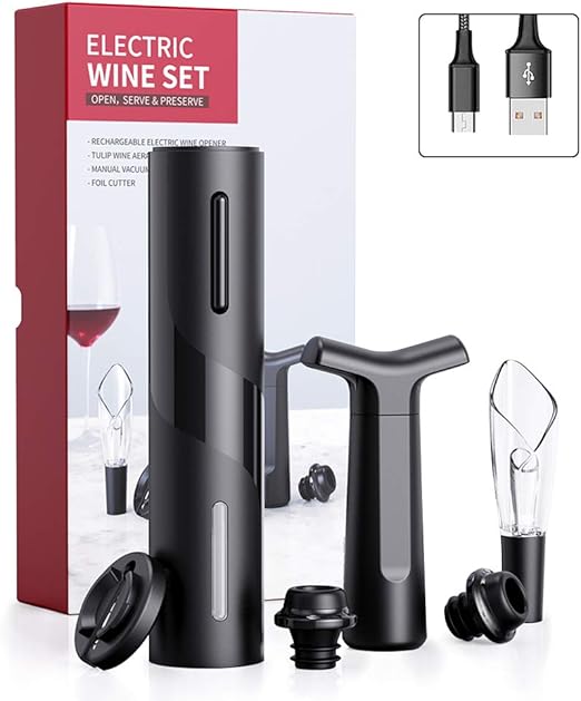 Circle Joy Electric Wine Bottle Openers Set Rechargeable Motorized
