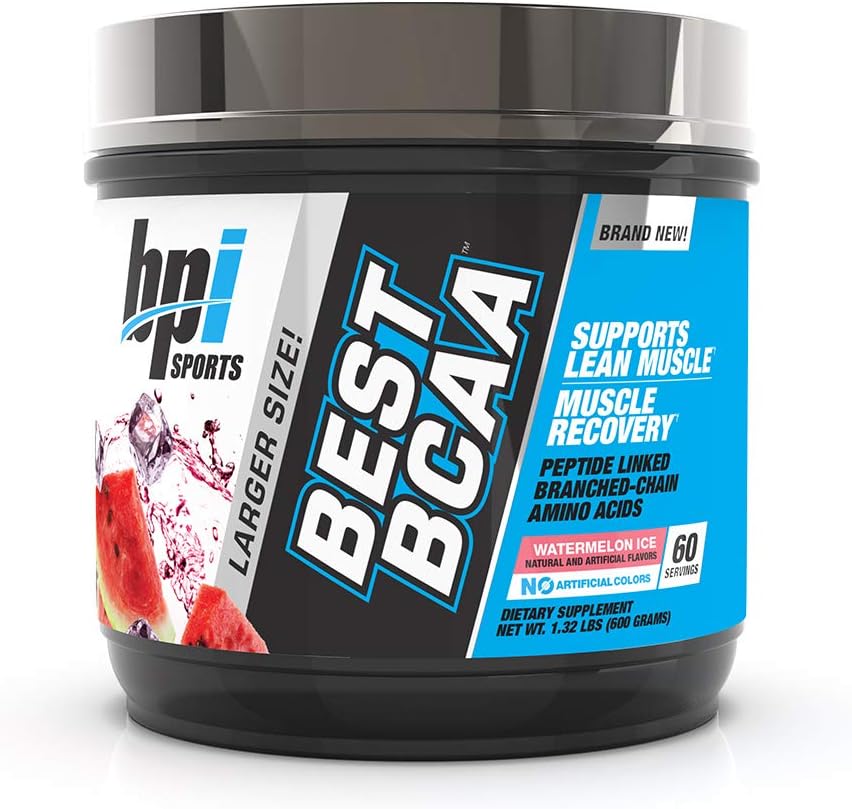 BPI Sports Best BCAA Powder, Branched Chain Amino Acids, Watermelon Ice, 60 Servings, 1.32 Pound, 21.12 oz