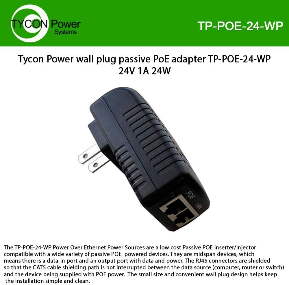 Tycon Systems TP-POE-24-WP 24W POE Power Source With US Plug - 24V