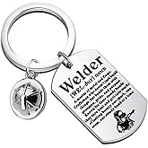 BNQL Welder Keychain Welding Gifts for Men Dad Husband Welder Dog Tag Keychain Metal Worker Gift Welding Helmet Key Chain