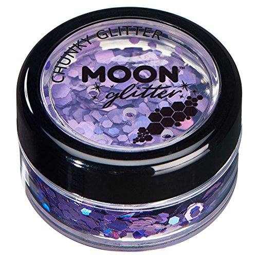 Holographic Chunky Glitter by Moon Glitter â€“ 100% Cosmetic Glitter for Face, Body, Nails, Hair and Lips - 0.10oz - Purple