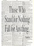 Hamilton Inspired Quote - Those Who Stand for Nothing - Dictionary Art - Wall Print - Poster - UNFRAMED
