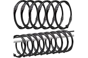 Shower Curtain Rings,15 Pack Black Shower Curtain Rings Rustproof Decorative Shower Curtain Rings Metal Round Shower Hooks fo