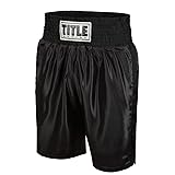 TITLE Edge Boxing Trunks, Black, Youth Medium